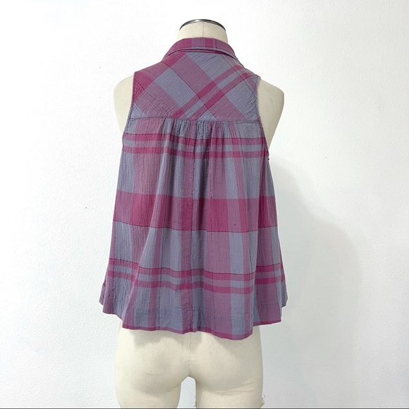 Anthropologie Holding Horses Pink Purple Plaid Top - Picture 4 of 8